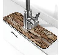 Faucet Mat for Kitchen Sink Super Absorbent Diatomite Fast Drying Stone Draining Mat 15" x 5.5" Non-slip Drain Pad Sink Mat Rustic Rocks Brick Wall Dish Drying Mat for Kitchen Bathroom Counter