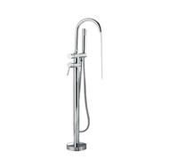 Faucet, Matte Black Brass Bathroom Tub Faucet, Floor Mounted Free Standing Bathtub Shower Mixer Taps, Hot Cold Water Crane Swivel Spout(Chrome-1)