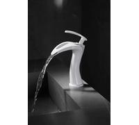 Faucet Minimalist Style All Copper Bathroom Basin Waterfall Style Hot and Cold faucets, White Short