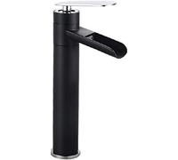 Faucet Modern Bathroom Tap 360° Rotation Tall Basin Faucet Waterfall Sink Mixer Tap Single Handle Single Hole Counter top Lavatory Brass faucets, Black + Chrome (Color : Style B)