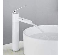 Faucet Modern Bathroom Tap 360° Rotation Tall Basin Faucet Waterfall Sink Mixer Tap Single Handle Single Hole Counter top Lavatory Brass faucets, Black + Chrome (Color : Style C)
