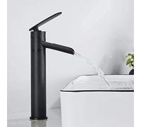 Faucet Modern Bathroom Tap 360° Rotation Tall Basin Faucet Waterfall Sink Mixer Tap Single Handle Single Hole Counter top Lavatory Brass faucets, Black + Chrome (Color : Style F)