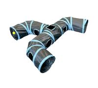 Faucet Shaped Cat Tunnel - Catskin Play Toys | Blue Black Polyester Foldable Rolling Dragon Toy 500G | Interactive Indoor Pet Tunnel 130x100cm, Av