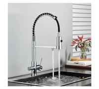 Faucet Sink Kitchen Matte Black Purifier Pull Down Filtered Dual Spout Brass Dual Handle Hot Cold Mixer Tap Deck Mount D