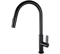 Faucet Sink Kitchen With Pull Down Sprayer Black Hot And Cold Rotatable Single Hole