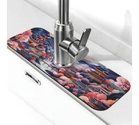 Faucet Splash Guard Drying Mat, Chinese Style House Bridge Moon Non Slip Countertop Protector Drying Pad Faucet Sinkmat for Kitchen Bathroom