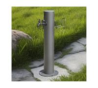 Faucet Stainless Steel Cylindrical Garden Water Column Outdoor Antifreeze Water Dispenser Hydrant with Double Outlet Faucet & Hook for Patio Column(50x20.5cm)