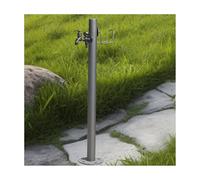 Faucet Stainless Steel Cylindrical Garden Water Column Outdoor Antifreeze Water Dispenser Hydrant with Double Outlet Faucet & Hook for Patio Column(86x13cm)