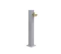Faucet Stainless Steel Floor Mount Water Tap Outdoor Square Vertical Garden Water Column Freestanding Hose Stand with Double Outlet Faucet Column(31.5'')