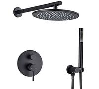 Faucet/Tap,Rainfall Shower System Concealed Black Shower Faucet Set with Handheld Spray Shower Combo Set High-Pressure Wall Mounted Rain Shower Head Rain Mixer Combo Set,16 inches