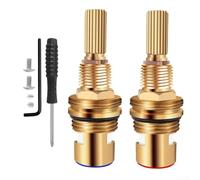 Faucet Valve Core Replacement Set For RV Wash Basin And Kitchen, Featuring 2 Brass Valve Cores With Screws And Wrench For Water Flow Optimization