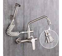 Faucet Wall Mount Kitchen faucets, 304 Stainless Steel, in-Wall mounting, hot and Cold, Multi-Function, Pull, Sink Balcony Laundry Faucet-C Belt Spray Oblique Seven Tube