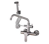 Faucet Wall Mount Kitchen faucets, 304 Stainless Steel, in-Wall mounting, hot and Cold, Multi-Function, Pull, Sink Balcony Laundry Faucet-A Belt Spray Oblique Seven Tube