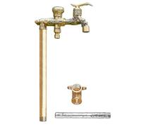 Faucet Water Column,Copper Vertical Garden Water Column, 31in Outdoor Water Feature with Double Outlet Faucet & Antifreeze Cotton, Perfect for Garden Decor & Irrigation (Gold)