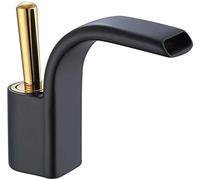 Faucet Waterfall Bathroom Faucet Sink Vessel Basin Spout Single Handle Mixer Tap, Tall Body Brass, Rectangular Spout, Vintage Commercial Vanity Faucet (Color : 5)