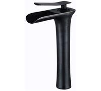 Faucet Waterfall Counter Top Basin Mixer Monobloc Tap Bronze Bathroom Sink Taps Tall Counter Top Basin Single Vanity Mixer Tap Hot and Cold Mixer Faucet (Color : Black)