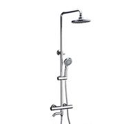 Faucets 8Inch Thermostatic Rainfall Shower Set,Wall Mounted Bathroom Constant Temperature Faucets Mixer Taps Shower System with Adjust Rod,Brass Chrome Plating LWX