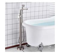 Faucets Bathroom Freestanding Bath Filler Mixer Tap with Brass Hand Held Shower Head Set Floor Standing,Black (Color : Silver) LWX