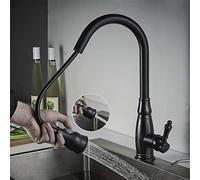 Faucets,Kitchen Sink Taps Pull Out Kitchen Mixer Sink Faucets Dual Spray Chrome Brush Kitchen Sink Mixer Taps Cold and Hot Water Swivel 360 Degree/Black/a