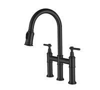 Faucets, Modern 2 Handle Kitchen Sink High Arc 360 Swivel 3 Hole Kitchen Faucet Kitchen Sink Faucet with Pull Out Sprayer for Laundry Utility Bar Sinks/Sier/a