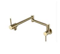 Faucets Pot Filler Faucet, All-Copper Single Cold Kitchen Faucet, 360° Rotating Folding into The Wall Type Kitchen Sink Faucet, Double Switch 1 Hole Sink Tap,Brushed/Copper