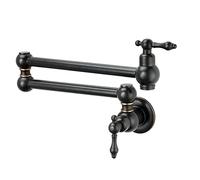 Faucets, Pot Filler Faucet, Wall Mount Foldistretchable Kitchen Faucet, Brass Single Cold Sink Faucet with Single Hole Two Handles, Swifoldiarm,Brushed/Black/a