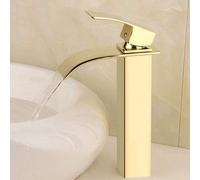 Faucets,Square Faucets Copper Body Cold Heating Waterfall Basin Faucet Single Handle Double Control High Section Faucet/Chrome(Chrome) Good