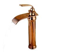 Faucets,Tall Basin Mixer Tap Waterfall Bathroom Sink Taps Brass Rosed Waterfall Hot and Cold Bathroom Faucet Single Hole Above Counter Basin Mixing Faucet