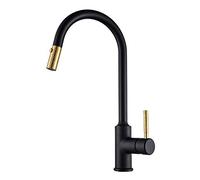 faucets with Pull Down Sprayer, 2 Modes, Sink, All Copper Black, hot and Cold Telescopic Universal Pull Out Single Handle, Faucet