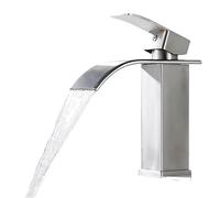 FaucetsBasin Mixer Tap Basin Faucet Bathroom Sink Deck Brushed Single Handle Cold and Hot Water Taps for Kitchen(Brushed-6139)