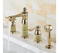 Faucetssapphire Three-Piece Faucet Hot and Cold Wash Basin Copper Taps with Shower Four-Piece Water-Tap Bathroom Sink Basin Mixer Taps/Green 4 Piece Set