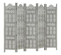 fauci mango wood 5 panels 200cm x 165cm room divider in grey