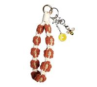 FAUDRECRO Wristlet Keychain for Women，Flower Key Ring Holder，Boho Chic Handbag/Backpack Accessory,Wrist Bracelet for Keys,Handmade Crochet Key Chain with Cute Daisy and Shinning Bee Charms. (orange)