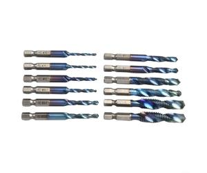 Fauhapyway 12PCS HSS Hex Shank Drill Tap Bits Set, 1/4" Quick Plated Screw Thread Extractor for For M3 M5 M6 M8 M10, Metal Wood Plastic