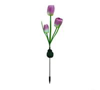 Fauhapyway 3 Heads Solar Tulip Flower Lights, Realistic LED Garden Stake Lamps for Pathway Balcony Courtyard Decor(F)