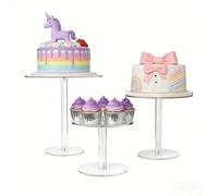Fauhapyway 3-Pack Transparent Acrylic Cake Stands 8.85/7.36/5.9 Inch Round Dessert Display for Wedding Birthday Party