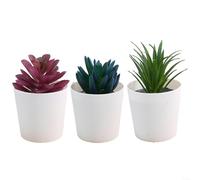 Fauhapyway 3pcs Artificial Succulent Plants Set, PVC Fake Potted Plants Desktop Decoration, Realistic Greenery Ornaments (9-14.5cm)(set2)