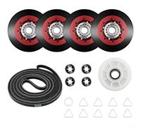 Fauhapyway 4392067 Dryer Repair Kit W10837240 Idler Pulley Drum Support Rollers, Belt 27/29Inch Electric Gas Dryers Kenmore/Whirlpool Models(2)