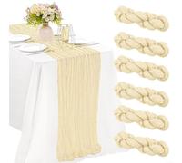 Fauhapyway 6 Pack Cheesecloth Table Runners 17x108Inch (Beige)