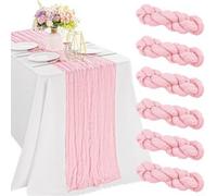 Fauhapyway 6 Pack Cheesecloth Table Runners 17x108Inch (Bright pink)
