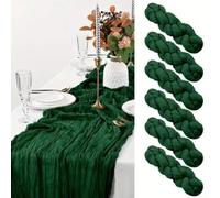 Fauhapyway 6 Pack Cheesecloth Table Runners 17x108Inch (Dark green)