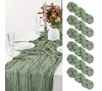 Fauhapyway 6 Pack Cheesecloth Table Runners 17x108Inch (green)