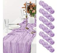 Fauhapyway 6 Pack Cheesecloth Table Runners 17x108Inch (Light purple)