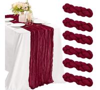 Fauhapyway 6 Pack Cheesecloth Table Runners 17x108Inch (Maroon)