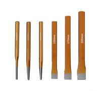 Fauhapyway 6 Pcs Chisel Set, Alloy Steel Flat Center Cylindrical Punch with Canvas Storage Bag for Woodworking Construction