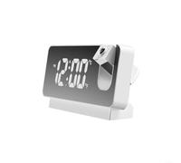 Fauhapyway Alarm Clock USB Powered Digital Projection 180° Rotating Time Display Snooze Temperature Bedroom Or Office(White)