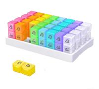Fauhapyway AM PM Pill Organiser 31 Day Monthly Medicine Box 32 Compartments Easy Fill Case for Daily Vitamins and Fish Oil(B)