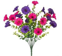 Fauhapyway Artificial Fake Flower Morning Glory Flowers 10Bunches Silk Eucalyptus Outdoor Garden Decoration Spring Summer Display (10 rose red and purple)