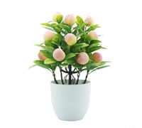 Fauhapyway Artificial Fruit Tree Small Fake Plastic Potted Plant Realistic Faux Bonsai for Home Office Tabletop Decor (Peach)