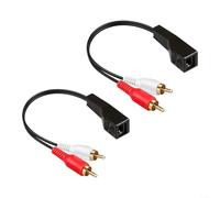 Fauhapyway Audio Network Extender Pair For for RJ45 To 3.5mm And for RCA With 500m Range 60dB Noise Rejection 800V Isolation Black Red(RCA-RCA)